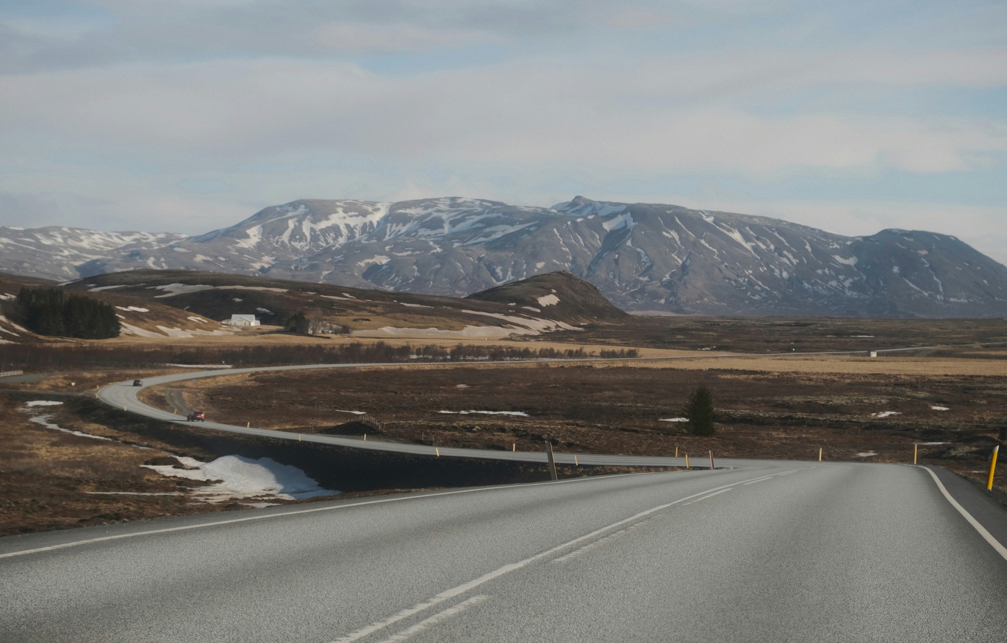 Road 36 approaching Þingvellir National Park in South Iceland.